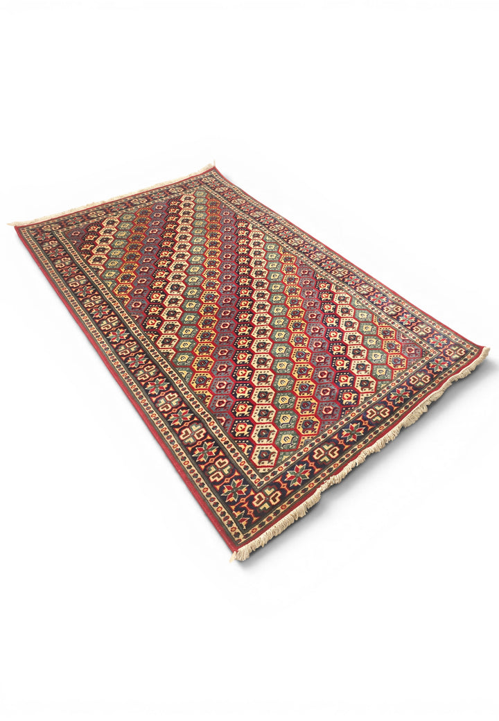 Multicolour Honeycomb Rug, Hand-Knotted Afghani Sherwan