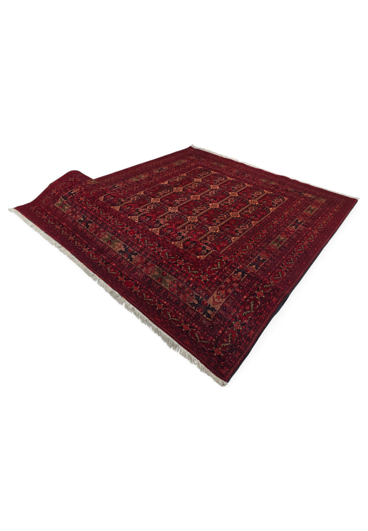 Deep Burgundy Panel Khal Mohammadi Rug, Hand-Knotted Wool