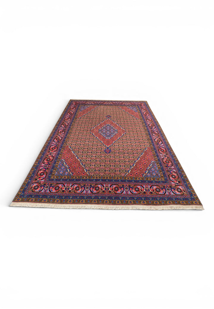 Camel Mahi Medallion Persian Ardabil, Hand-Knotted Wool Rug