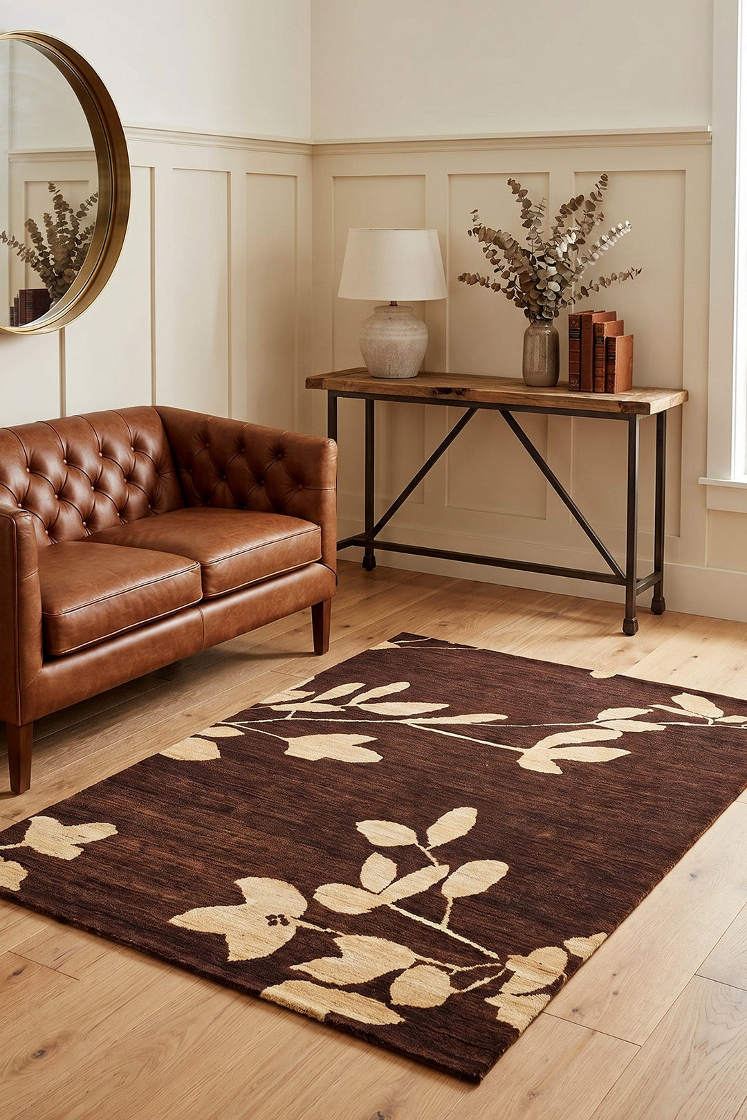 Cocoa Leaf Gabbeh, Hand-Knotted Afghan Wool Rug