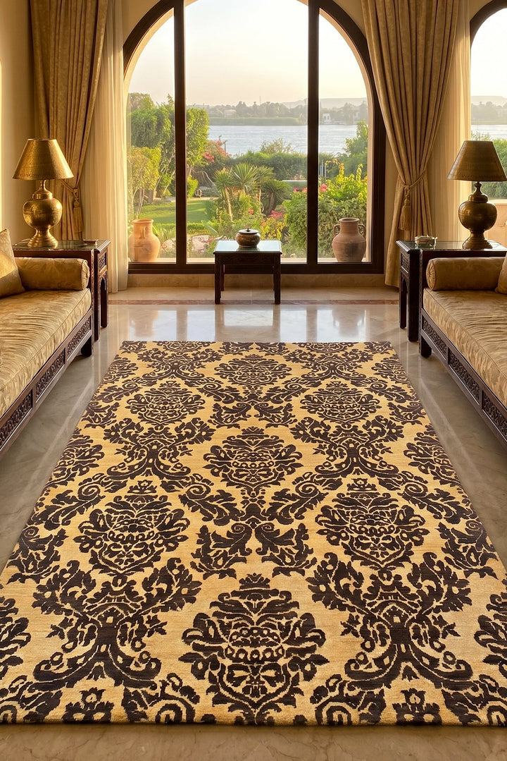 Gold Gabbeh, Hand-Knotted Afghan Wool Rug