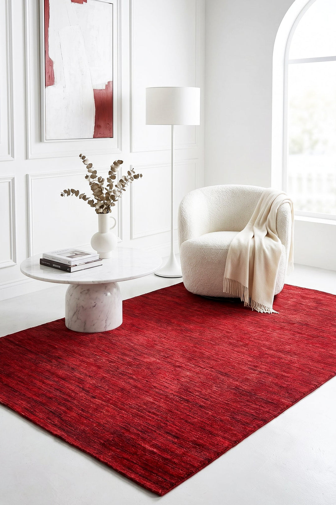 Ruby Red Gabbeh, Hand-Knotted Afghan Wool Rug