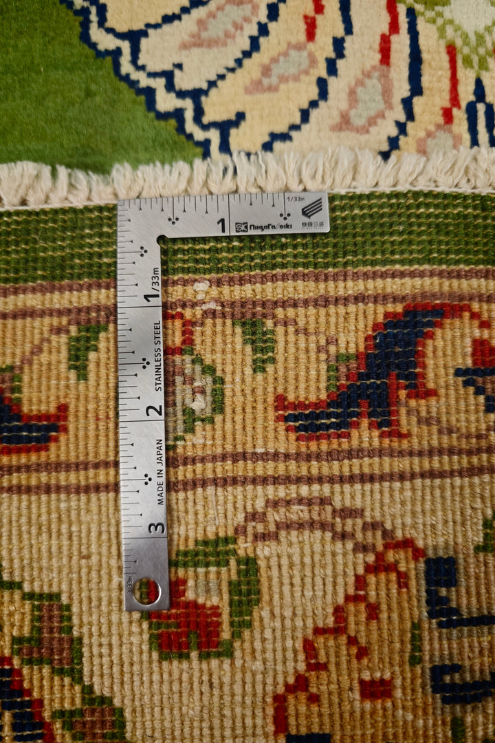 Green Floral Ghazni, Hand-Knotted Afghan Wool Rug