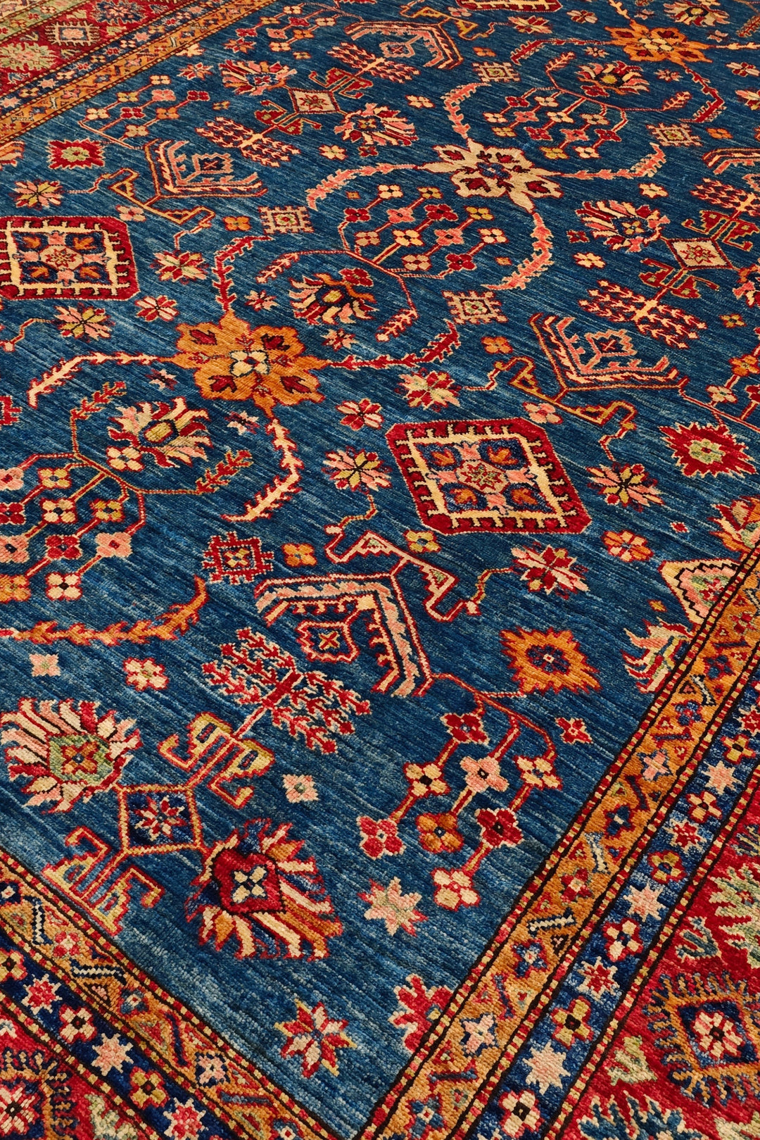 Blue &amp; Red All-Over Kazak Rug, Hand-Knotted Afghan Wool