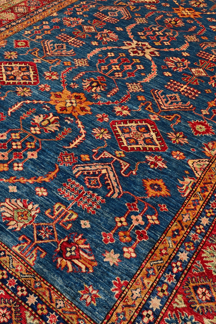Blue &amp; Red All-Over Kazak Rug, Hand-Knotted Afghan Wool