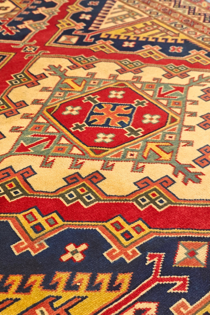 Navy &amp; Red Shirvan Medallion Rug, Hand-Knotted Afghani Sherwan