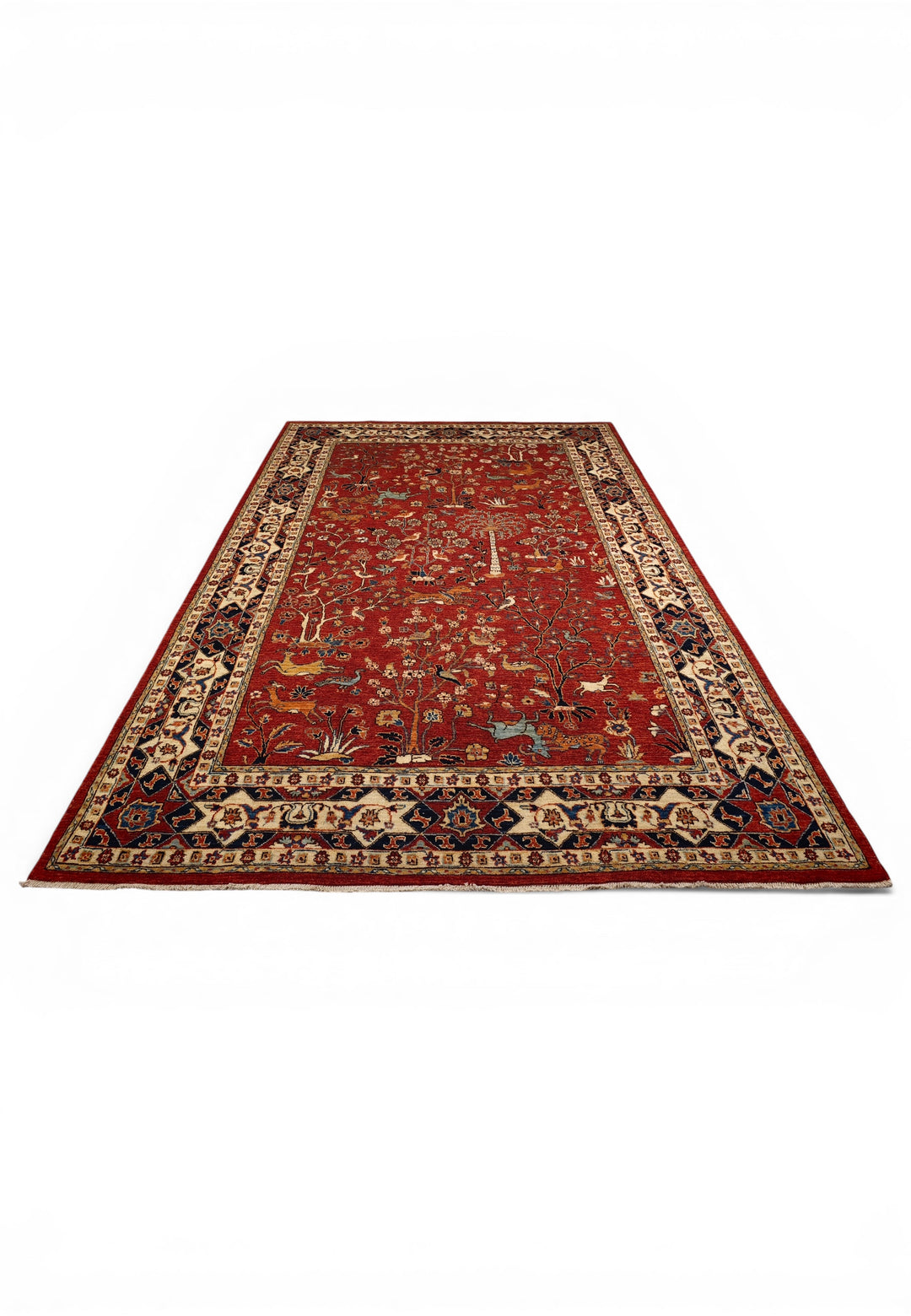 Red Shikargah Garden Ghazni, Hand-Knotted Afghan Wool Rug