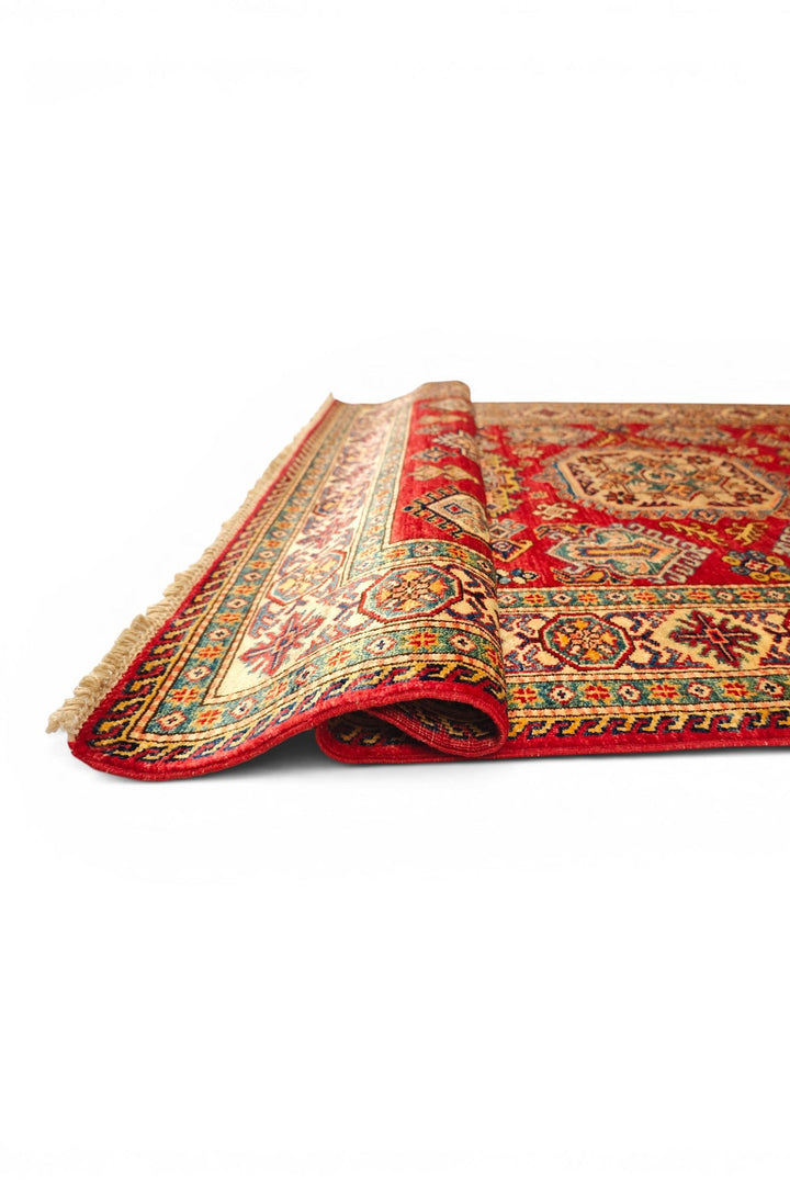 Red &amp; Gold Gül Kazak Rug, Hand-Knotted Afghan Wool