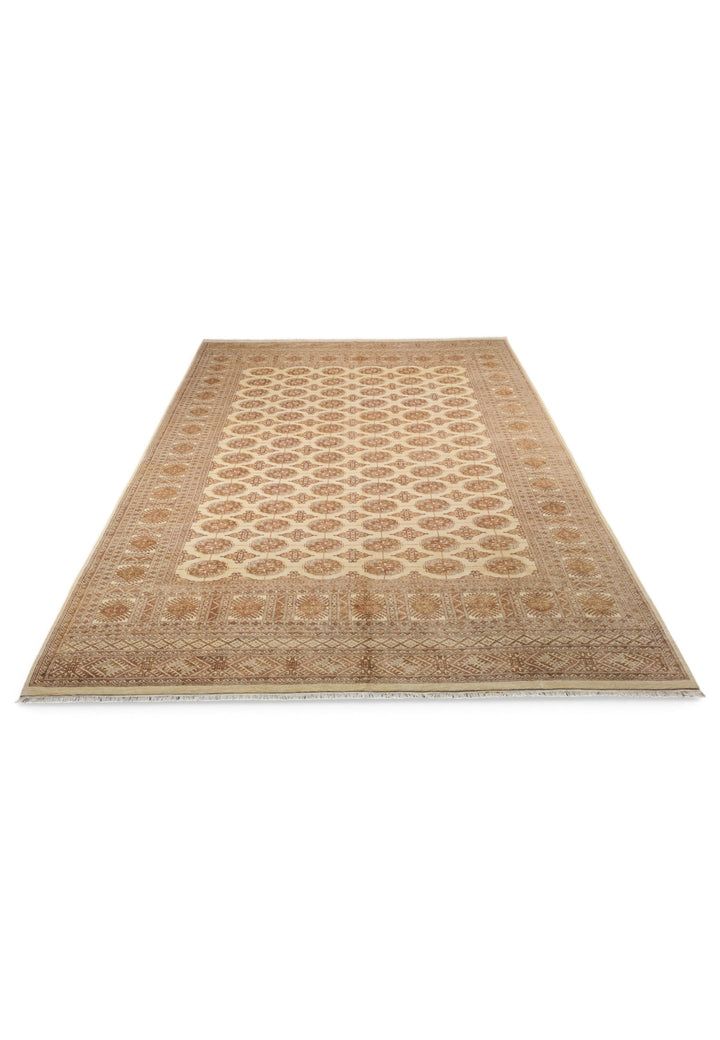 Antique Cream Turkmen Gül Bokhara, Hand-Knotted Wool Rug