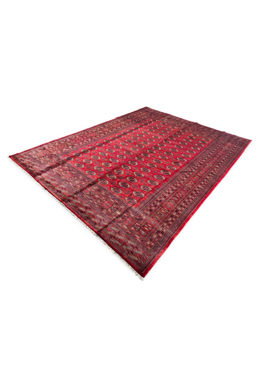Cherry Red Turkmen Gül Bokhara, Hand-Knotted Sherwan