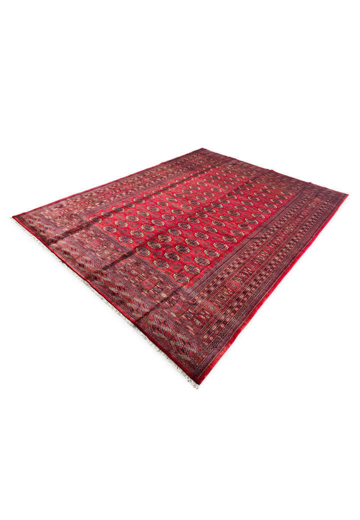 Cherry Red Turkmen Gül Bokhara, Hand-Knotted Sherwan