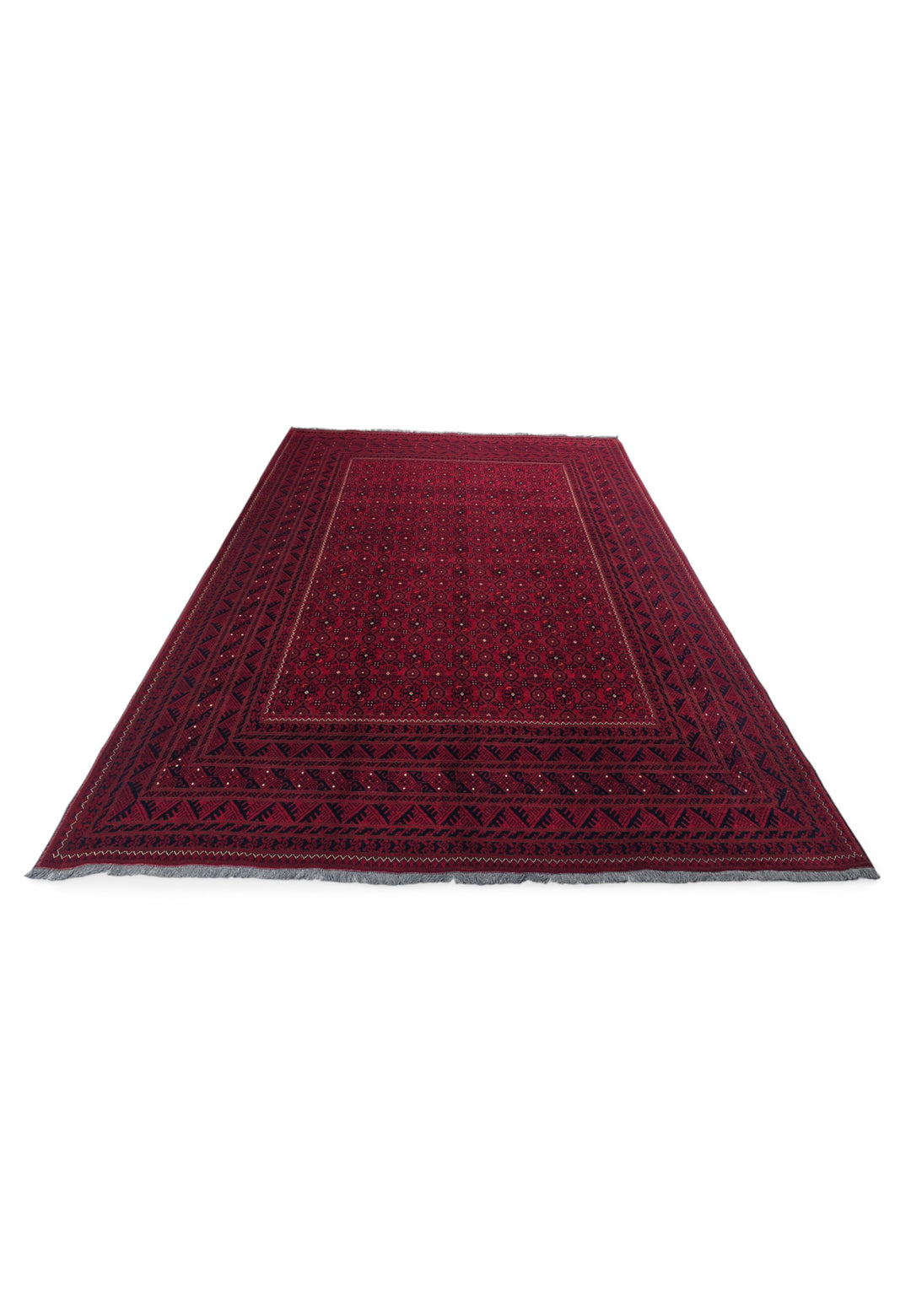Wine Red Mina Khani, Hand-Knotted Wool Rug