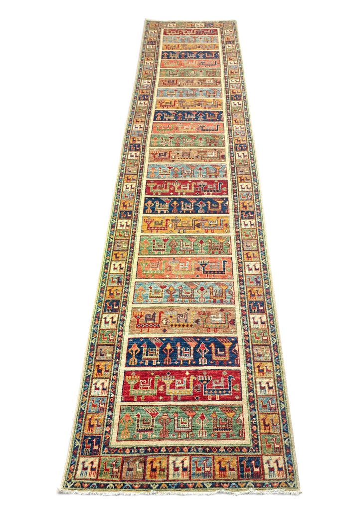 Multicolour Animal Band Ghazni, Hand-Knotted Wool Rug