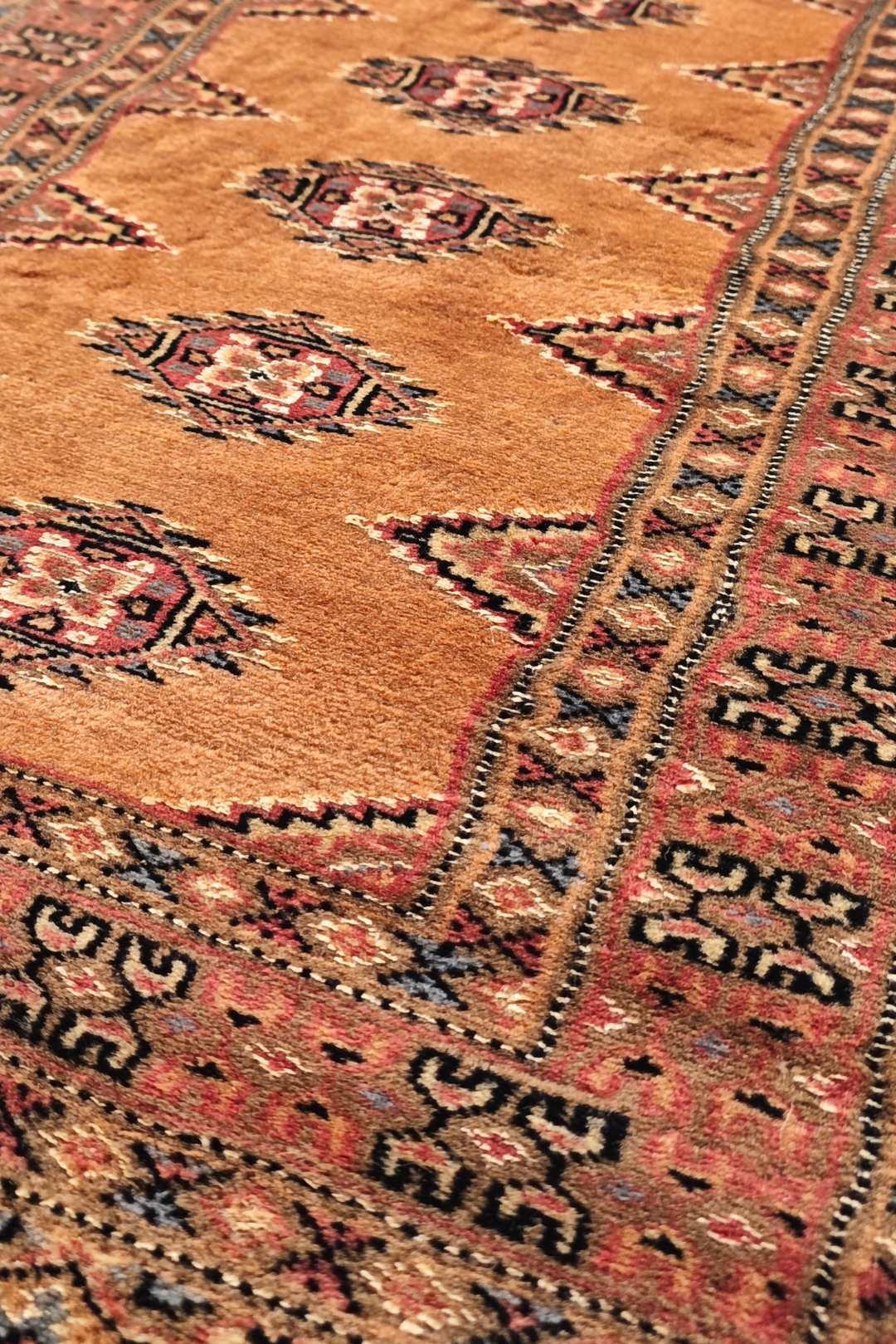 Apricot and Rose Yamoud Gül, Hand-Knotted Wool and Silk Rug