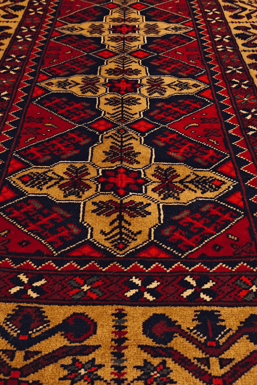 Red and Gold Khal Mohammadi Rug, Hand-Knotted Wool