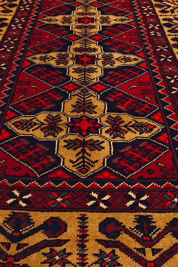 Red and Gold Khal Mohammadi Rug, Hand-Knotted Wool