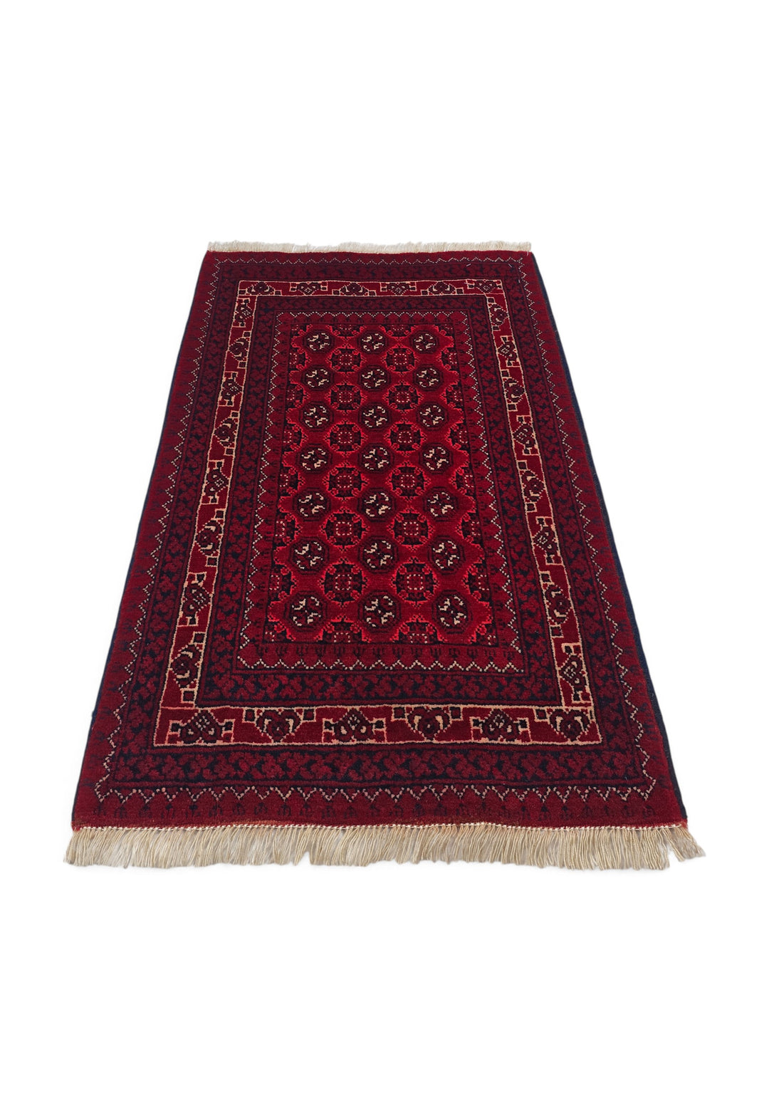 Deep Red Turkmen Gül Khan Muhammadi Rug, Hand-Knotted Wool