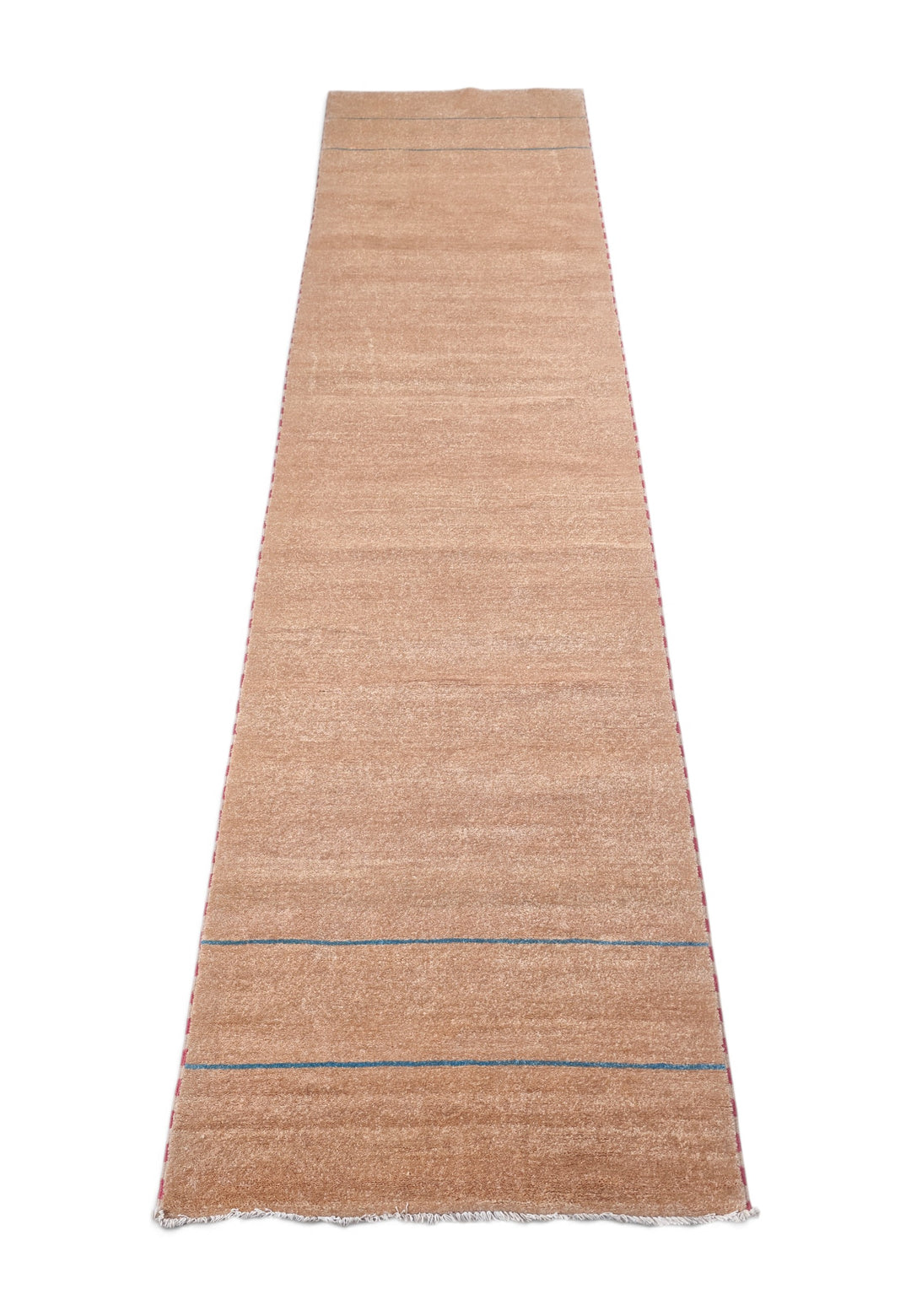 Sand and Slate Blue Stripe Gabbeh, Hand-Knotted Wool Rug
