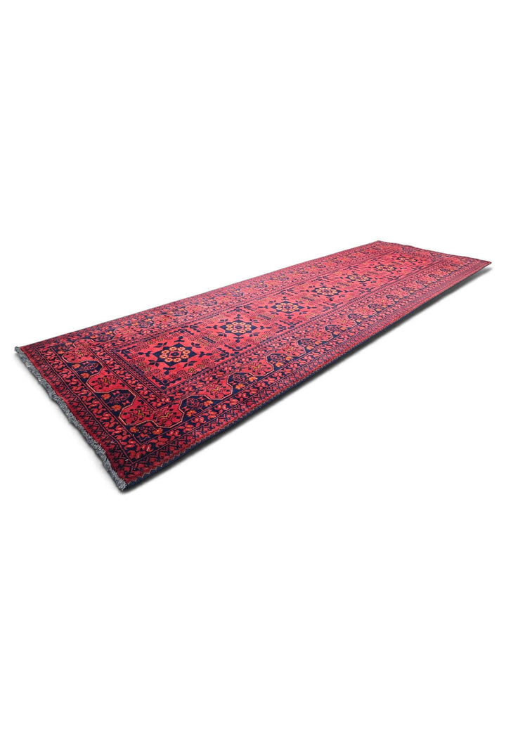 Coral and Gold Khal Mohammadi Runner, Hand-Knotted Wool