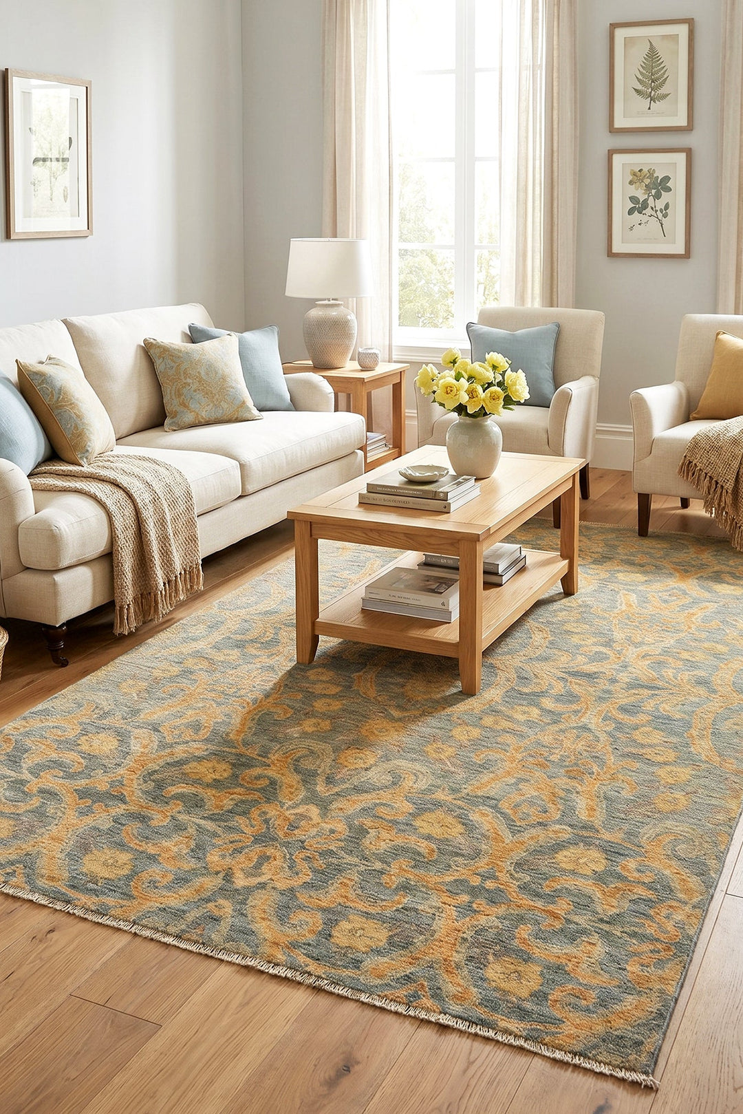 Florentine Gold Gabbeh, Hand-Knotted Afghan Wool Rug
