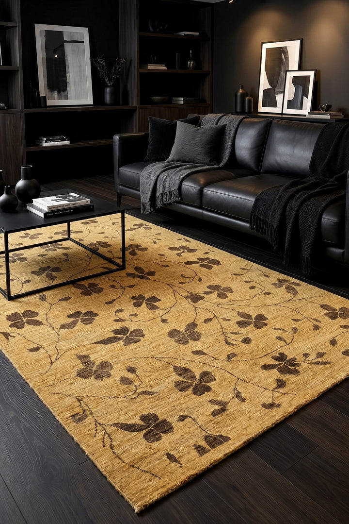 Honey Clover Gabbeh, Hand-Knotted Afghan Wool Rug