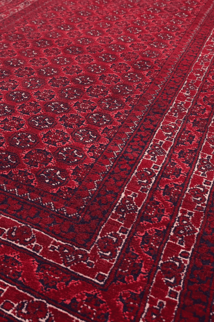 Deep Red Turkmen Gül Khal Mohammadi Runner, Hand-Knotted Wool