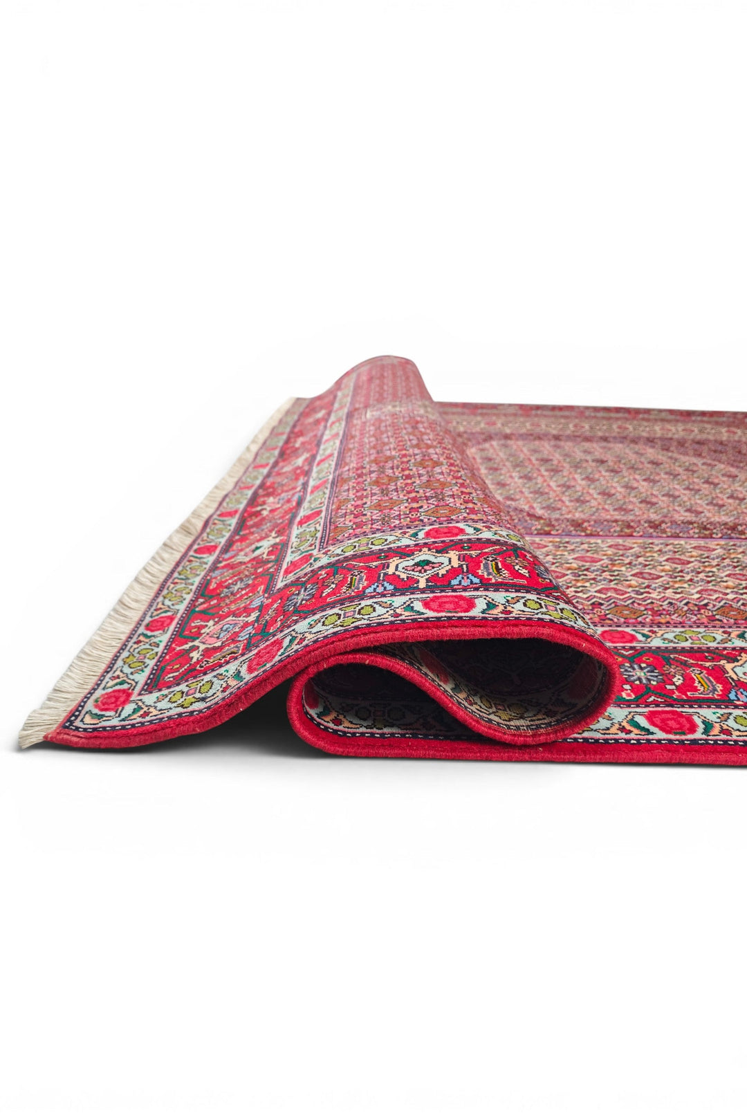 Red Mahi Medallion Persian Tabriz, Hand-Knotted Wool Rug