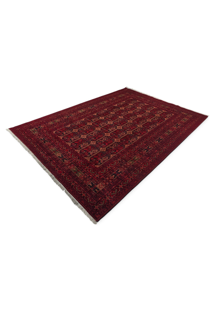 Deep Burgundy Panel Khal Mohammadi Rug, Hand-Knotted Wool