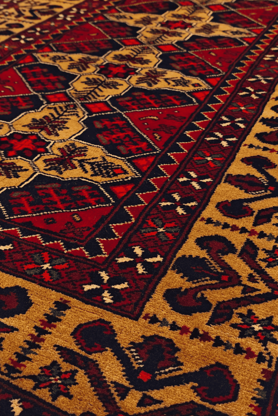 Red and Gold Khal Mohammadi Rug, Hand-Knotted Wool