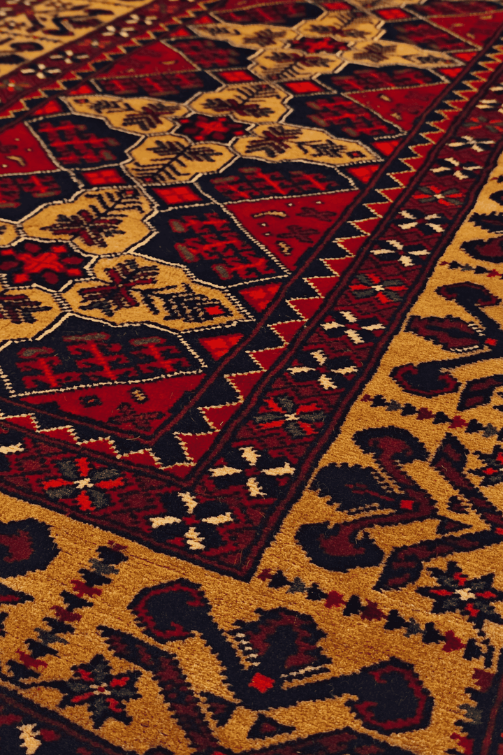Red and Gold Khal Mohammadi Rug, Hand-Knotted Wool