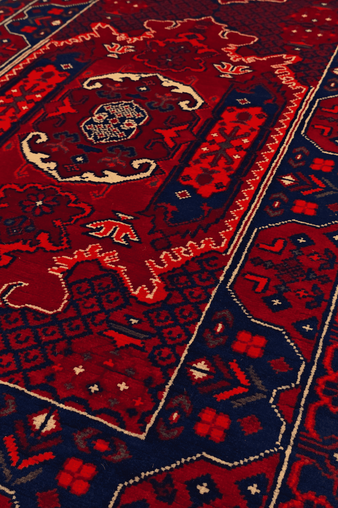 Deep Madder and Navy Khal Mohammadi Rug, Hand-Knotted Wool