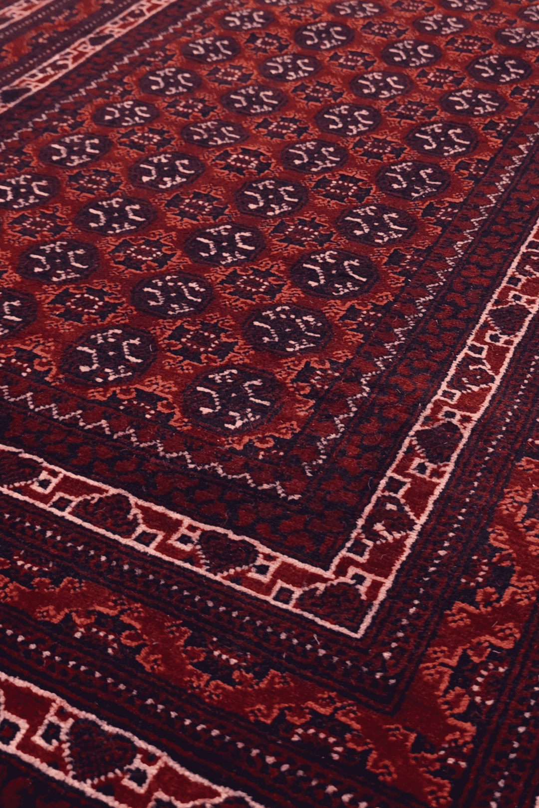 Wine Red Turkmen Gül Khal Mohammadi Runner, Hand-Knotted Wool
