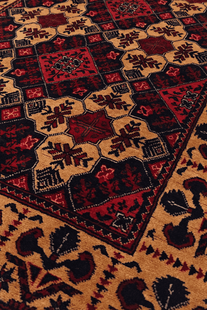 Coral and Camel Khal Mohammadi Rug, Hand-Knotted Wool