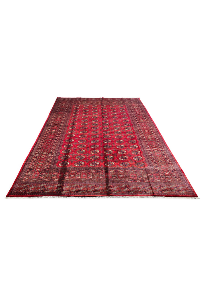 Cherry Red Turkmen Gül Bokhara, Hand-Knotted Sherwan