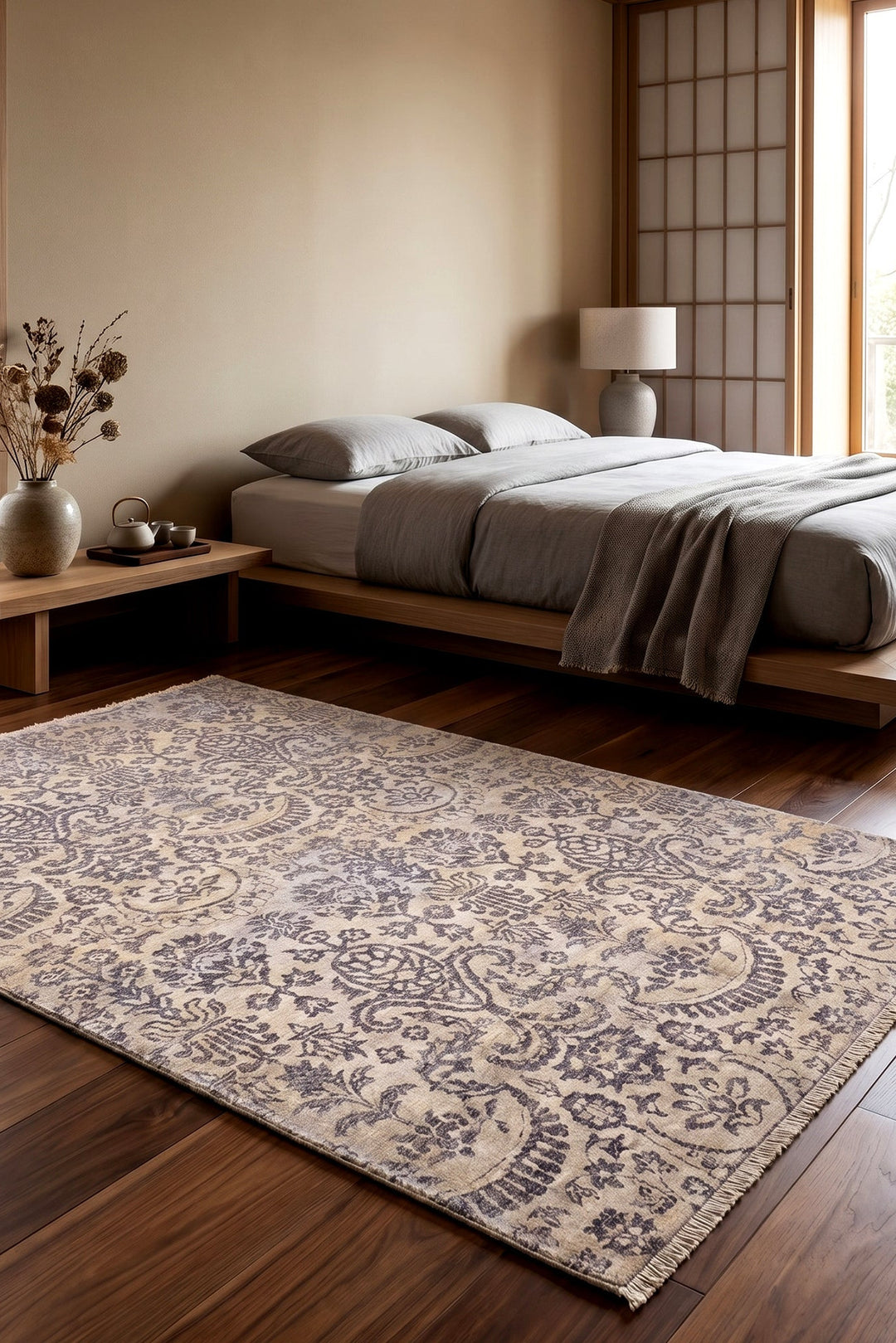 Heather Floral Gabbeh, Hand-Knotted Afghan Wool &amp; Silk Rug