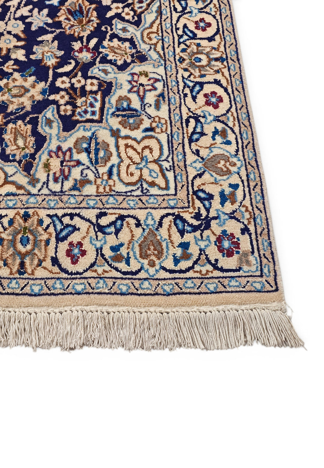 Navy Medallion Persian Nain, Hand-Knotted Wool Rug