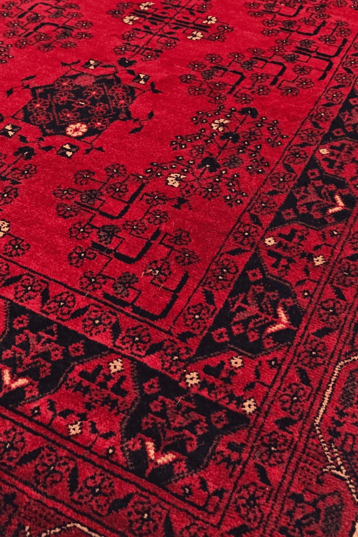 Crimson and Black Khal Mohammadi Runner, Hand-Knotted Wool