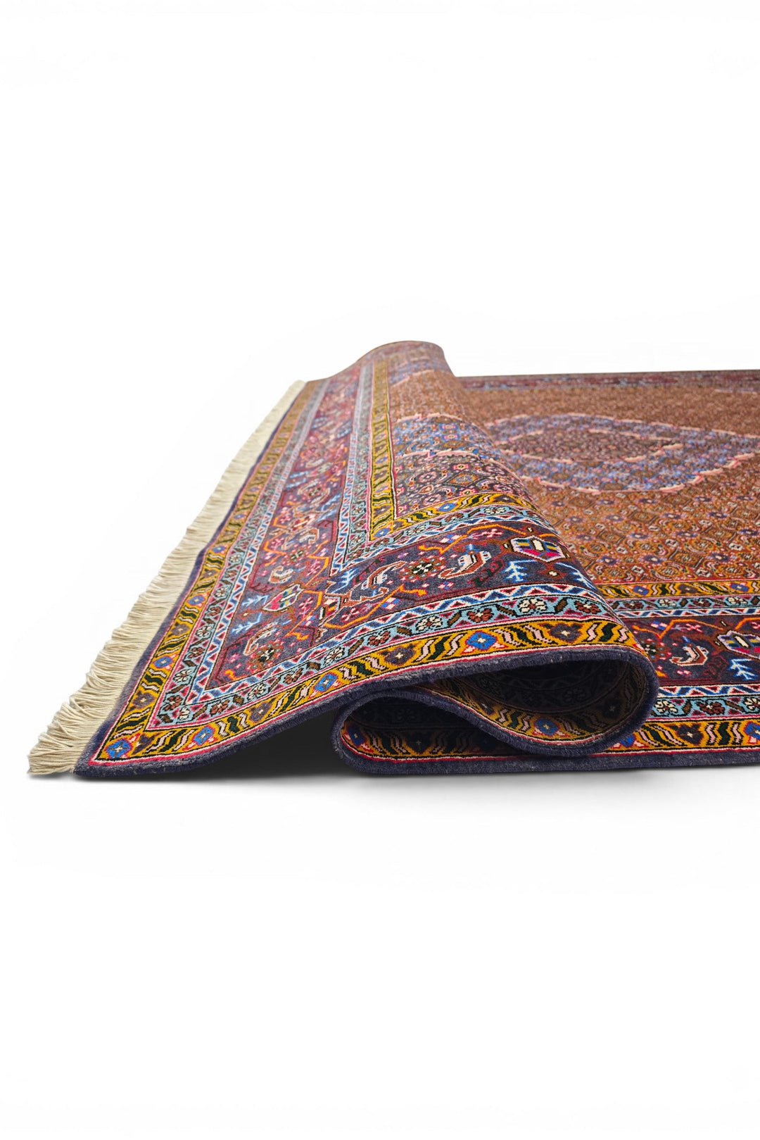 Terracotta Mahi Medallion Persian Ardabil, Hand-Knotted Wool Rug