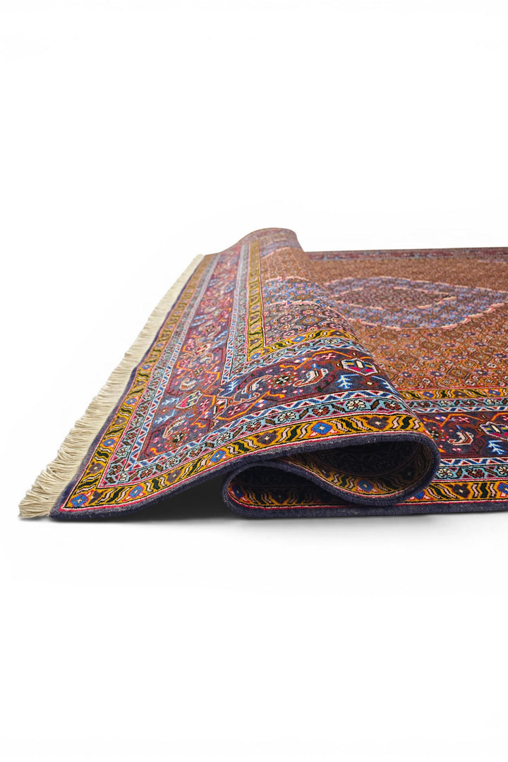 Terracotta Mahi Medallion Persian Ardabil, Hand-Knotted Wool Rug