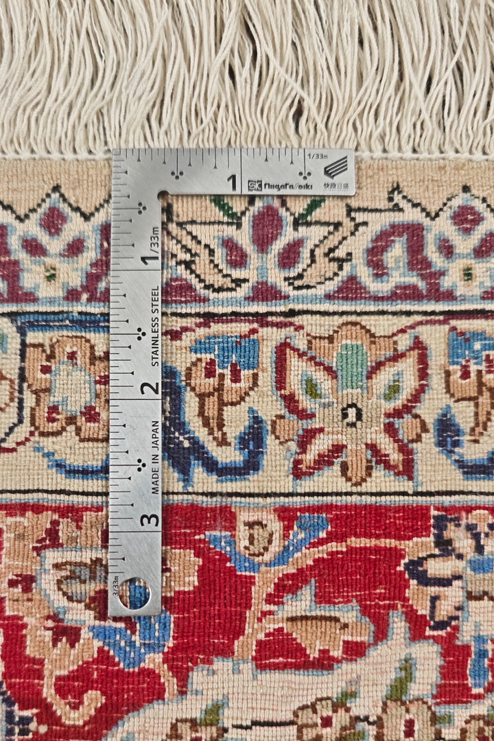 Navy and Red Medallion Nain, Hand-Knotted Wool Rug