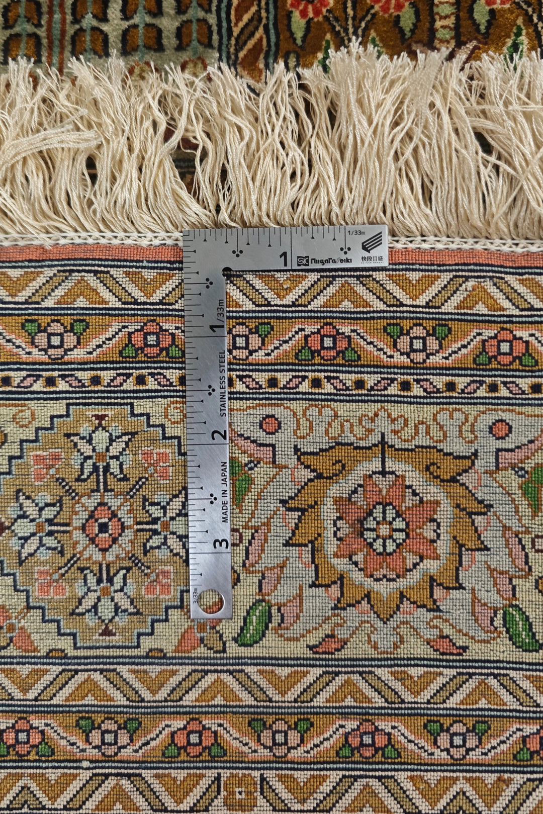 Sage and Rose Khesti Garden Panel, Hand-Knotted Silk Rug