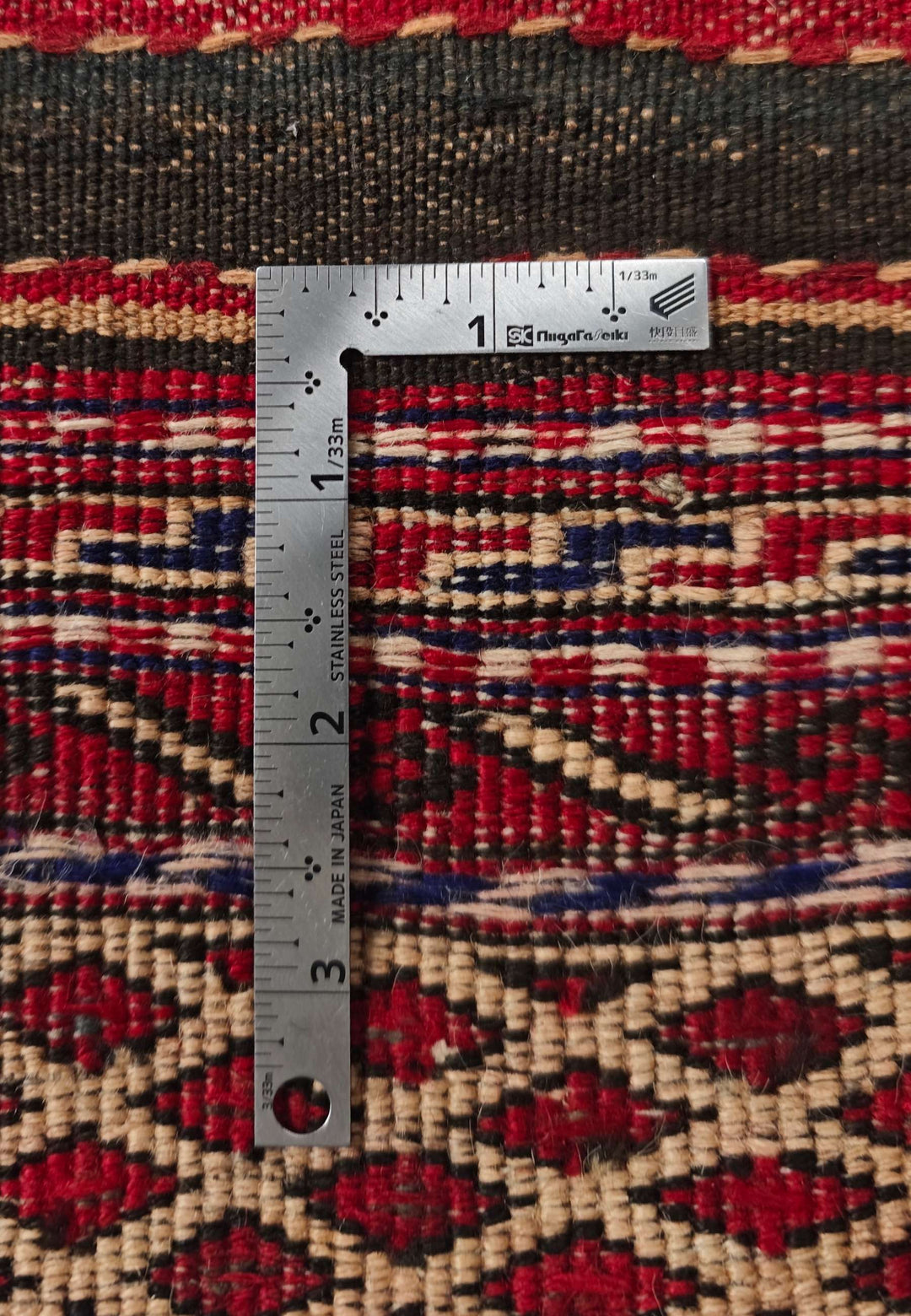 Cream and Red Hooked Medallion Kilim, Hand-Woven Wool