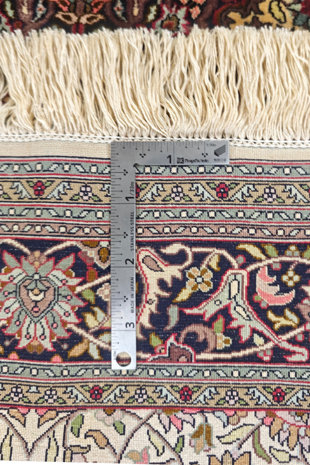 Gold and Deep Plum Shah Abbasi Medallion, Hand-Knotted Silk Rug