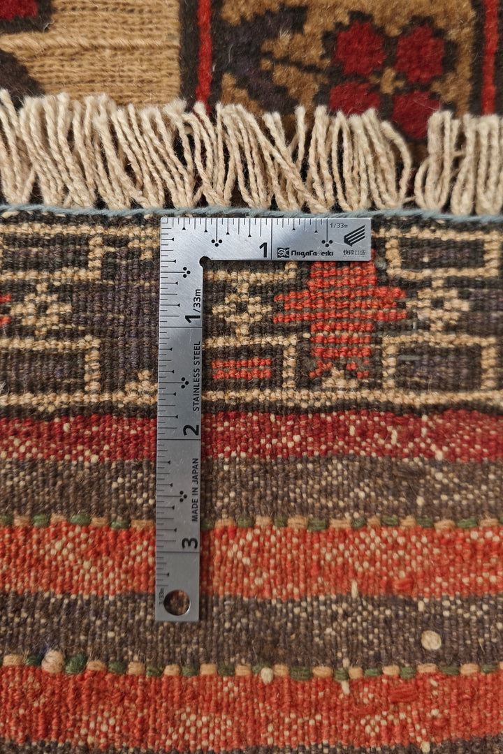 Cream and Orange Laspanji Kilim, Hand-Woven Wool