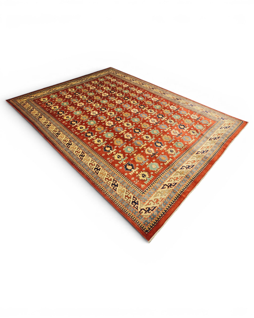 Red Medallion Rug, Hand-Knotted Afghani Sherwan