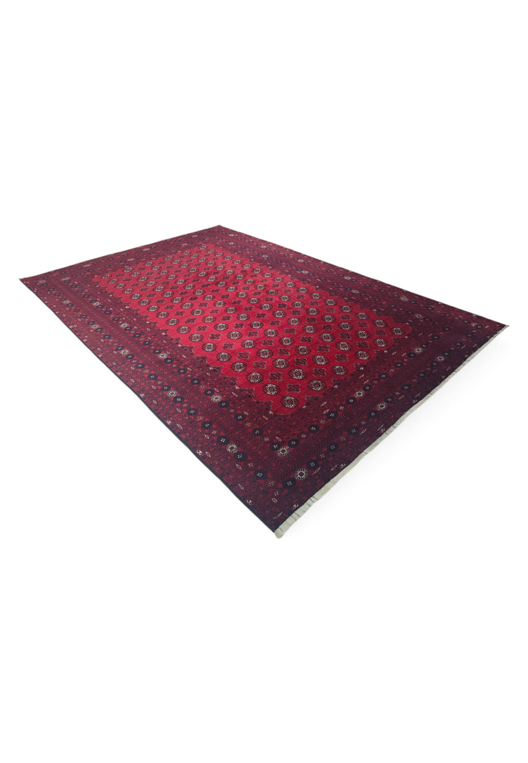 Wine Red Turkmen Gül Rug, Hand-Knotted Sherwan