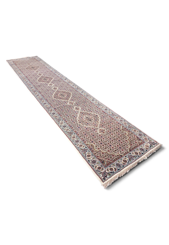 Ivory and Grey Mahi Medallion Tabriz, Hand-Knotted Wool Rug