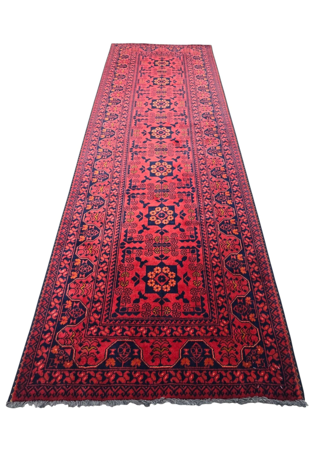 Coral and Gold Khal Mohammadi Runner, Hand-Knotted Wool