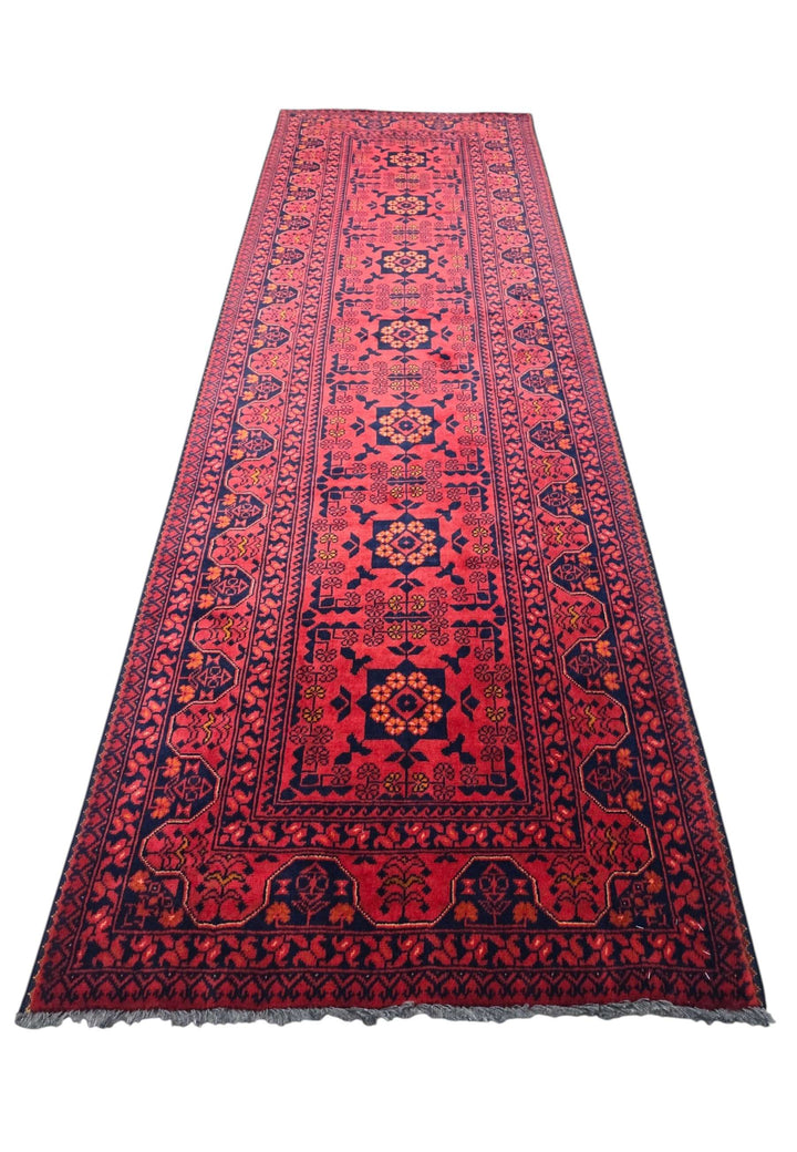 Coral and Gold Khal Mohammadi Runner, Hand-Knotted Wool