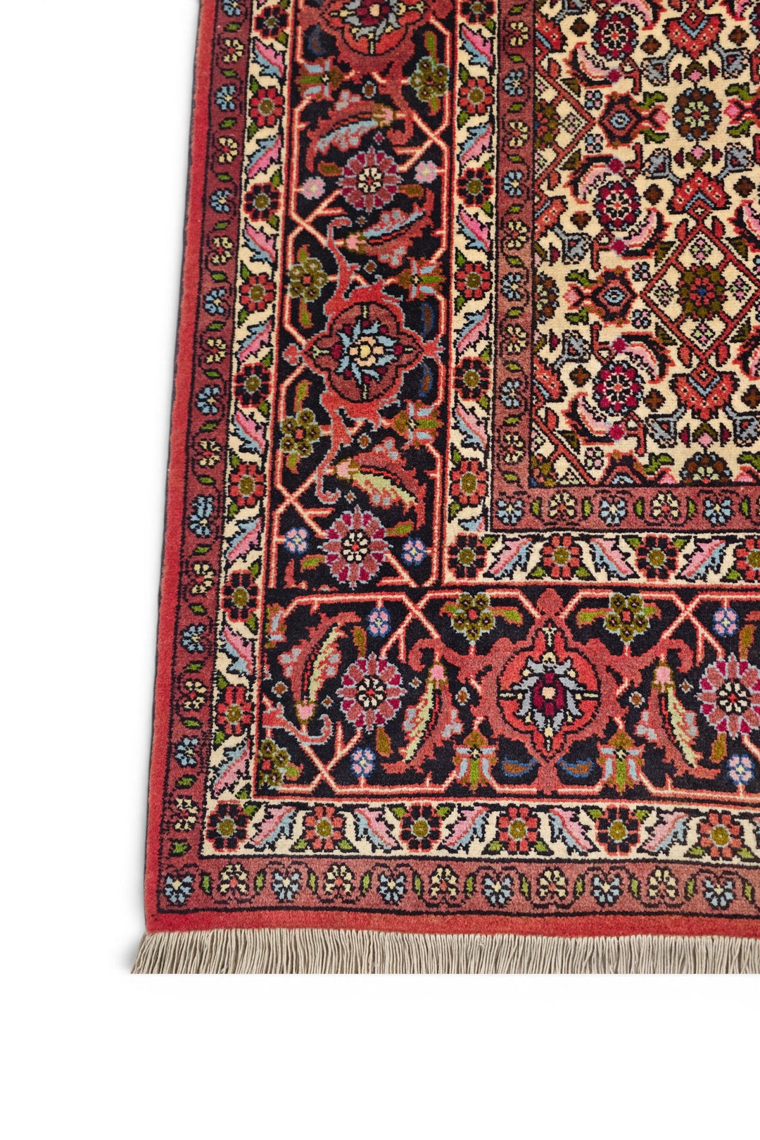 Rose Herati Medallion Persian Bijar, Hand-Knotted Wool Rug